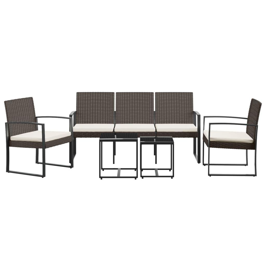 Set comedor de jardín 5 pzas con cojines PP aspecto ratán negro