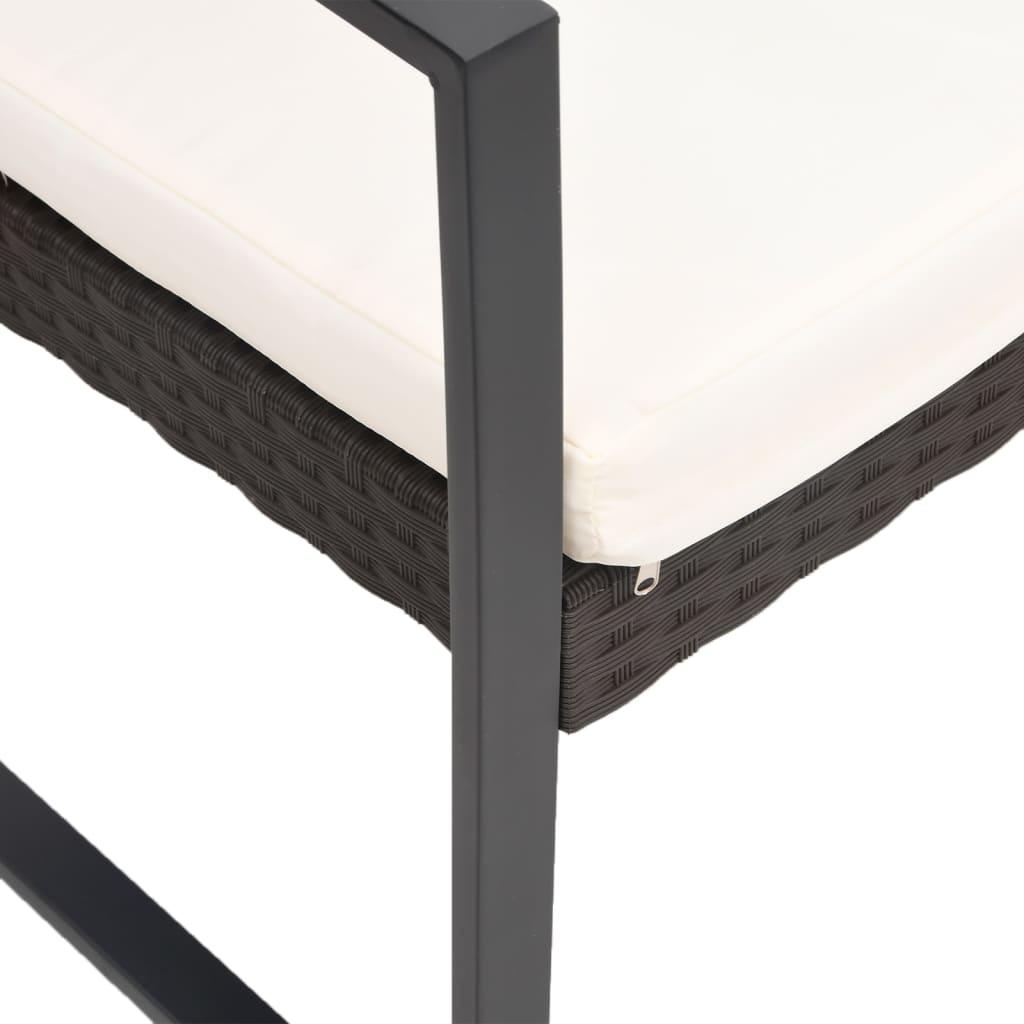 Set comedor de jardín 5 pzas con cojines PP aspecto ratán negro