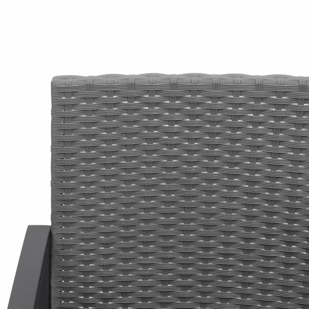 Set comedor de jardín 5 pzas con cojines PP aspecto ratán negro