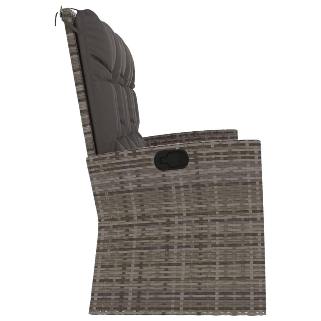 Banco jardín reclinable y cojines ratán sintético negro 118 cm