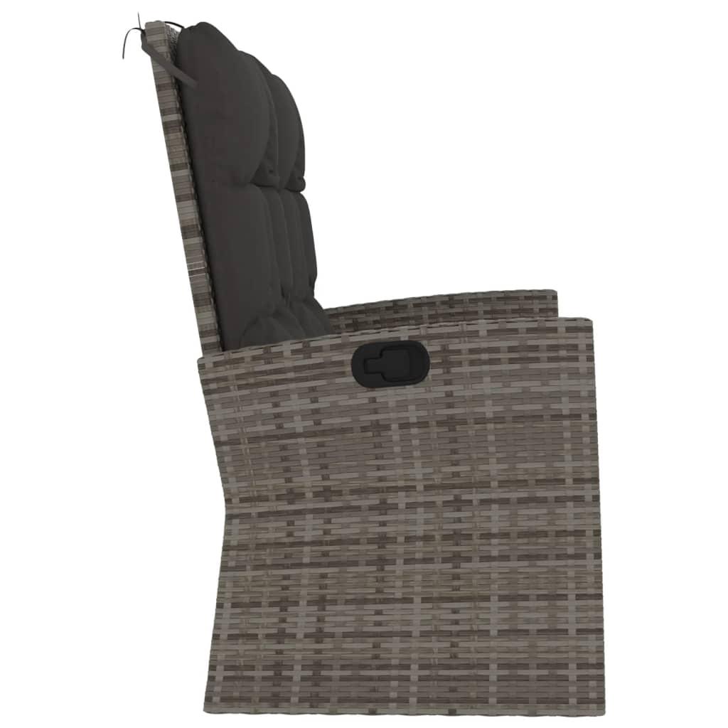Banco jardín reclinable y cojines ratán sintético negro 118 cm