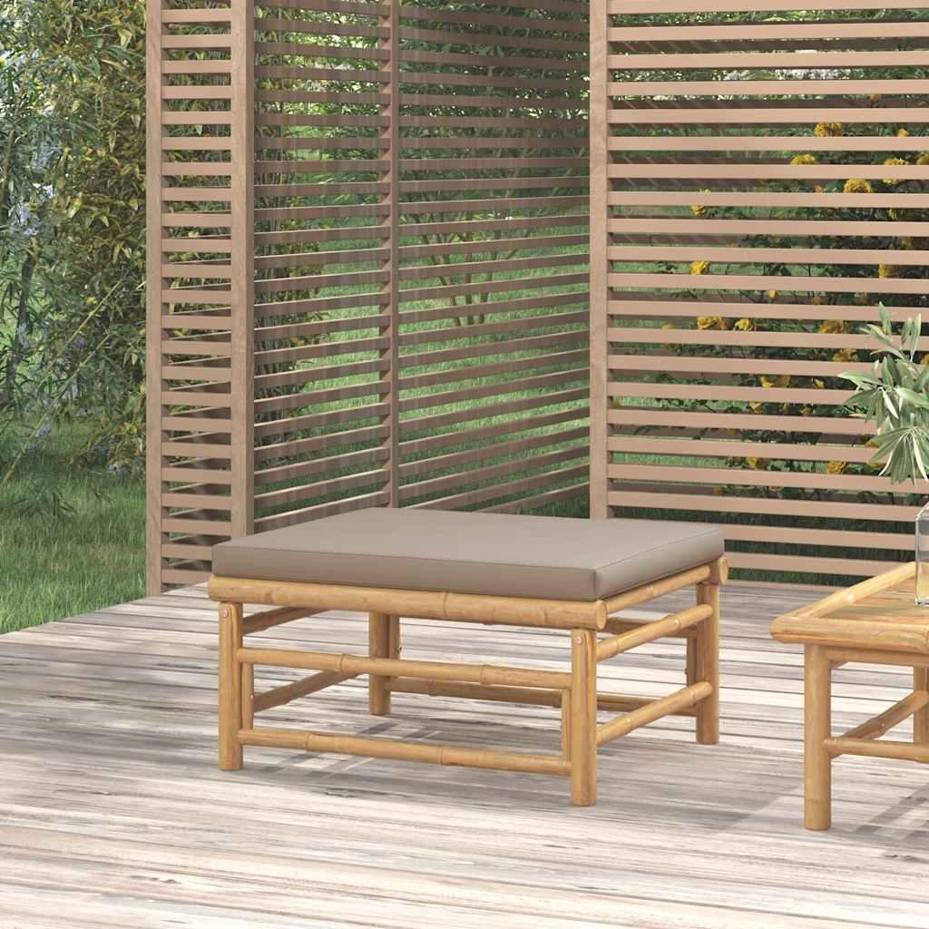 Reposapiés de jardín bambú con cojín