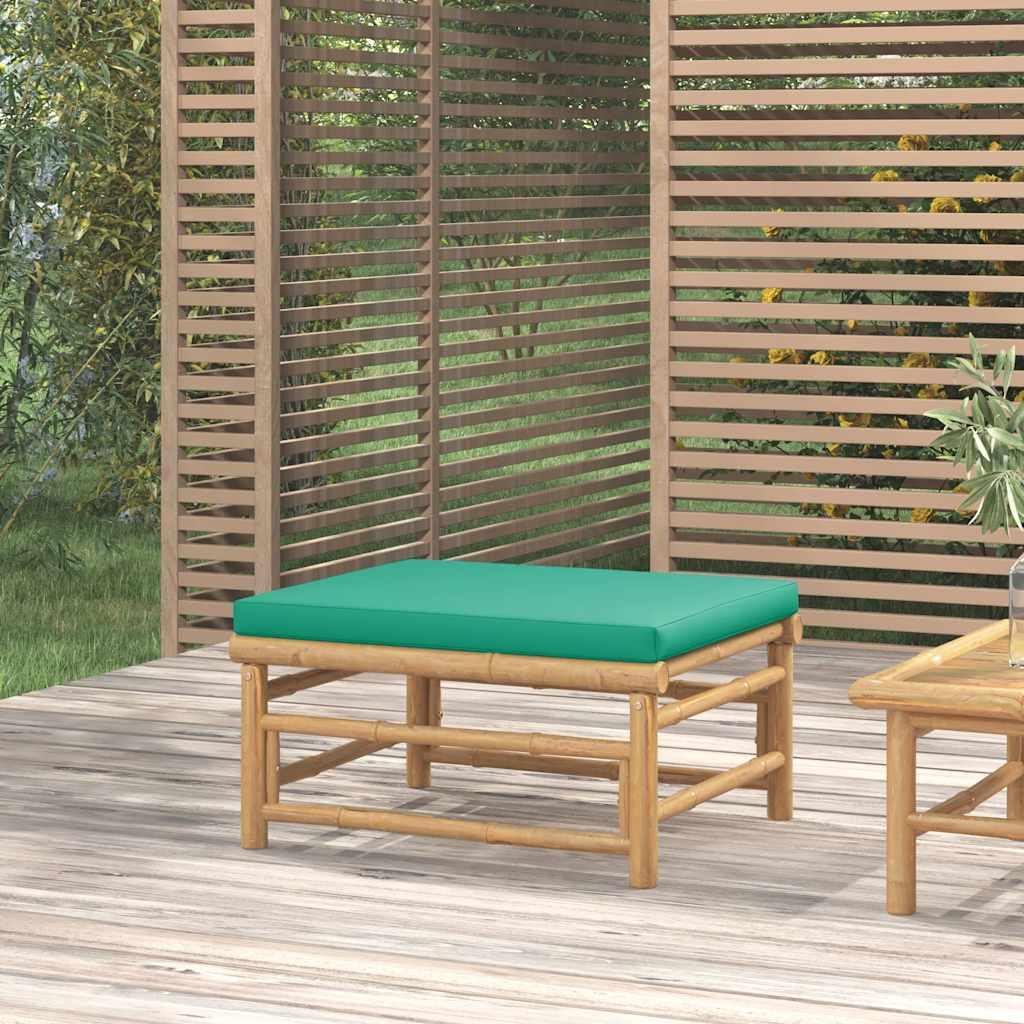Reposapiés de jardín bambú con cojín