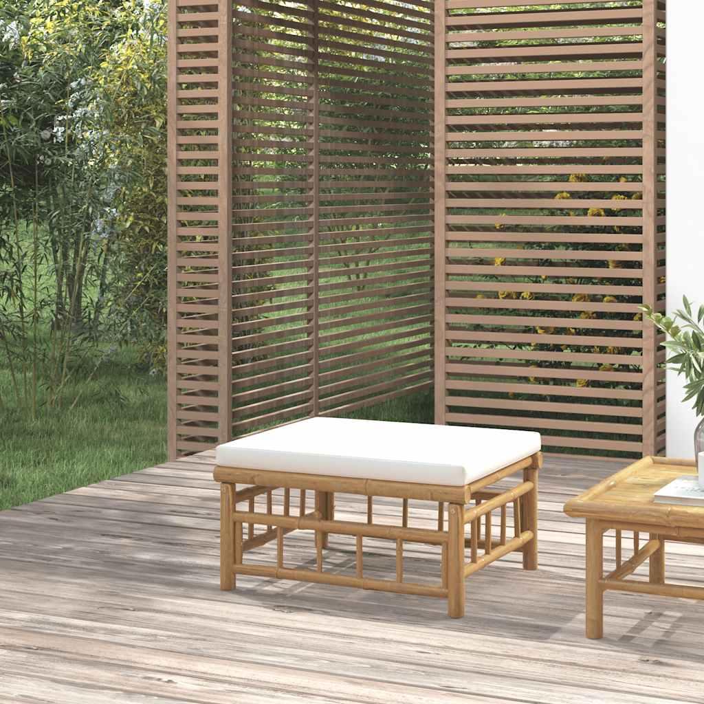 Reposapiés de jardín bambú con cojín