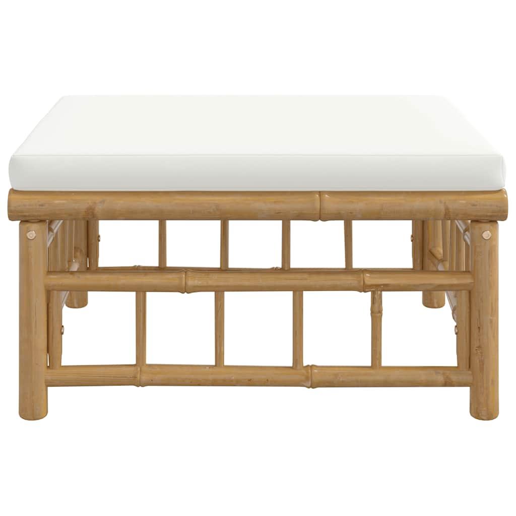 Reposapiés de jardín bambú con cojín