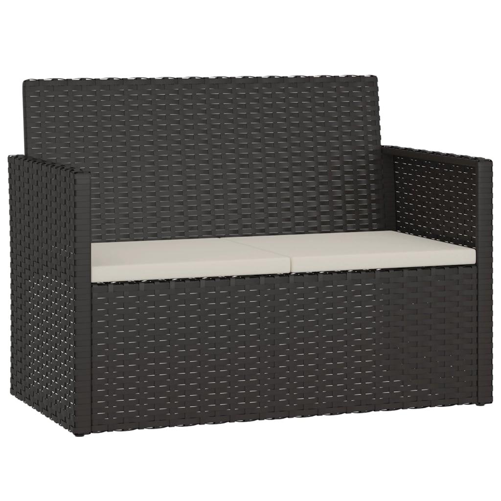 Banco de jardín con cojines ratán sintético gris 116x62,5x74 cm