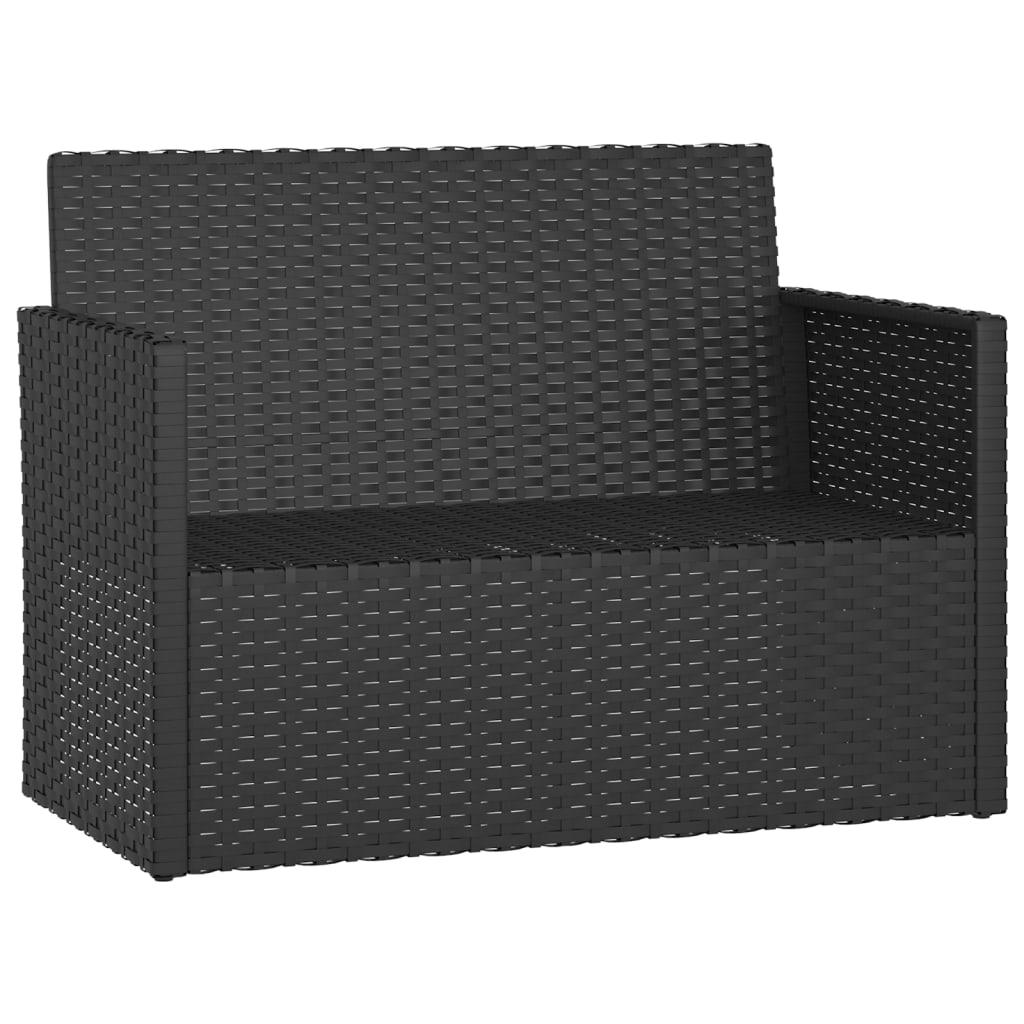 Banco de jardín con cojines ratán sintético gris 116x62,5x74 cm