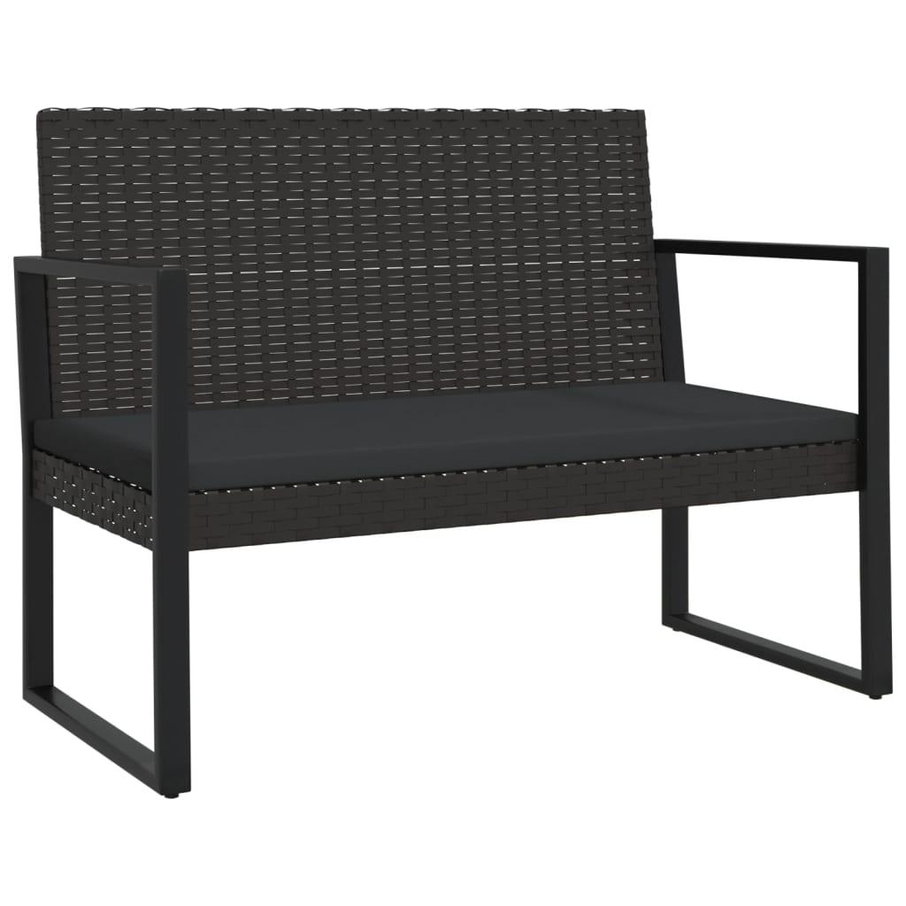Banco de jardín con cojines ratán sintético gris 116x62,5x74 cm