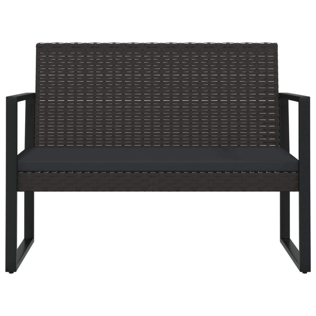 Banco de jardín con cojines ratán sintético gris 116x62,5x74 cm