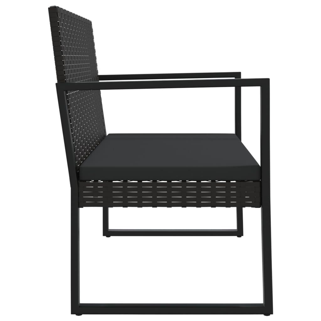 Banco de jardín con cojines ratán sintético gris 116x62,5x74 cm