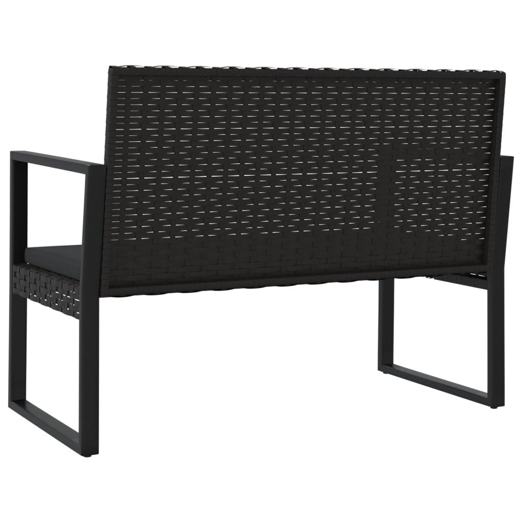 Banco de jardín con cojines ratán sintético gris 116x62,5x74 cm