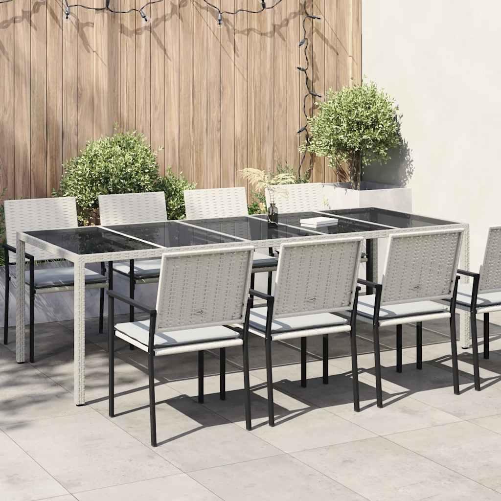 Mesa jardín vidrio templado ratán sintético beige 200x150x75 cm