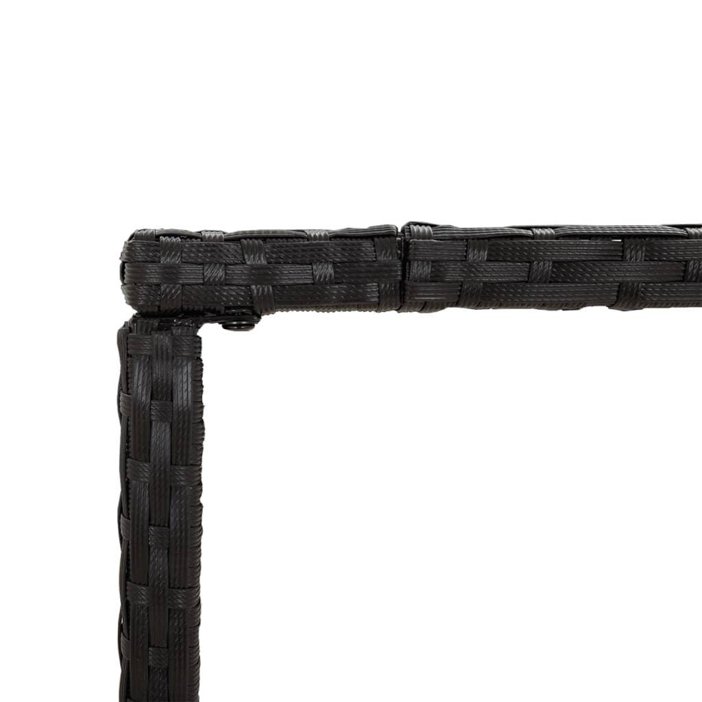 Mesa alta bar ratán PE y superficie vidrio negro 185x80x110 cm