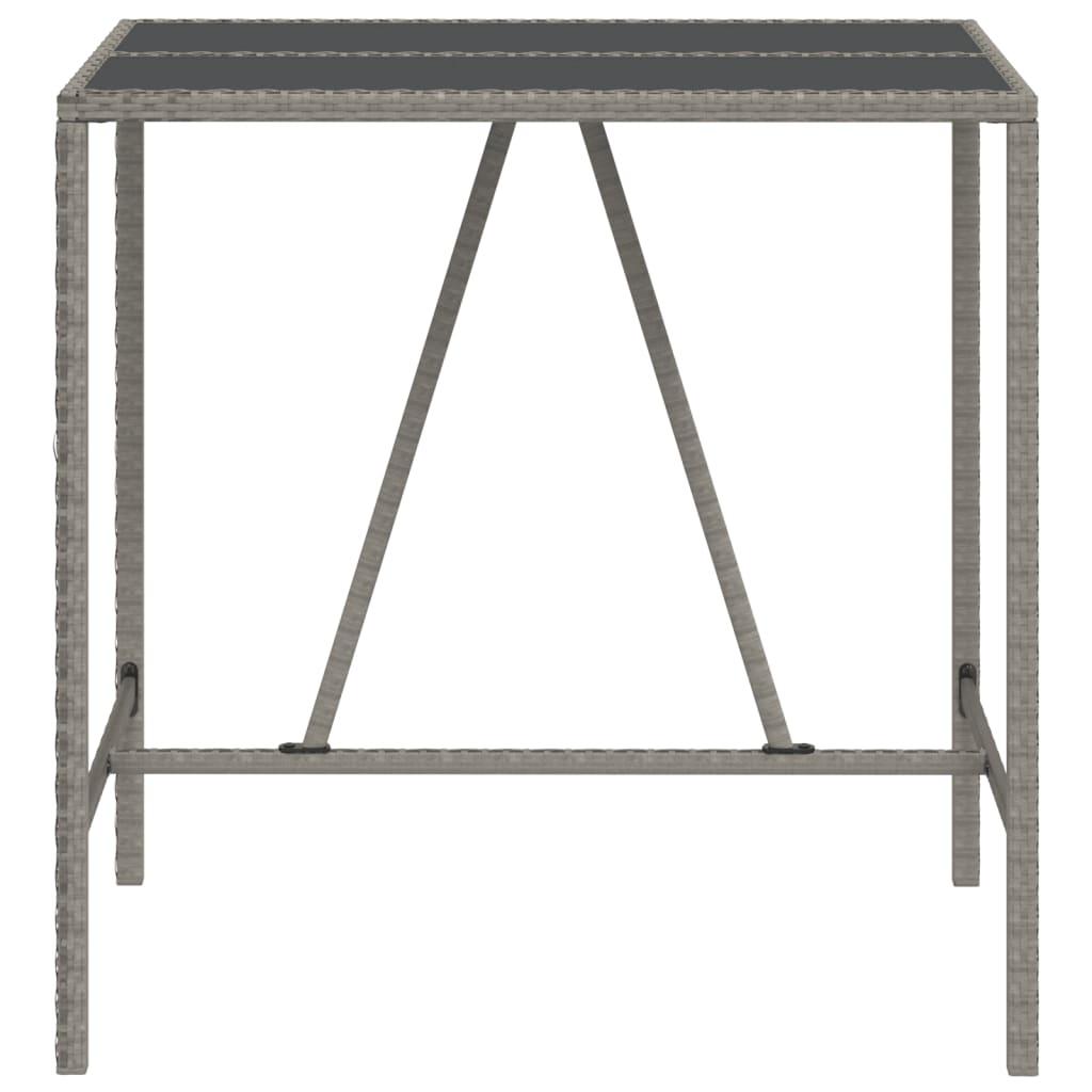 Mesa alta bar con superficie vidrio ratán PE gris 145x80x110 cm