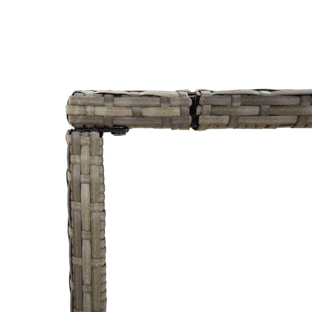 Mesa alta bar con superficie vidrio ratán PE gris 145x80x110 cm
