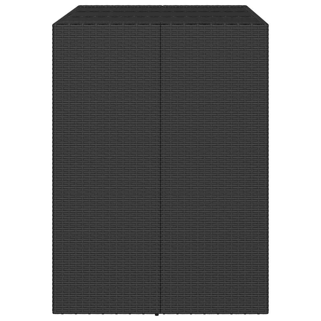 Mesa alta bar ratán PE y superficie vidrio negro 185x80x110 cm