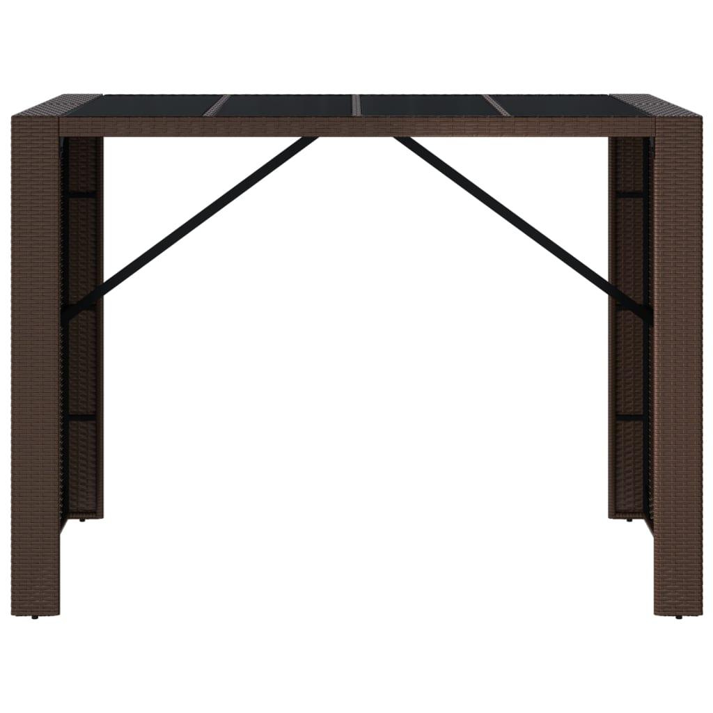 Mesa alta bar con superficie vidrio ratán PE gris 145x80x110 cm