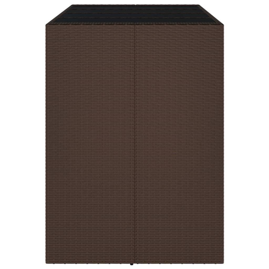Mesa alta bar con superficie vidrio ratán PE gris 145x80x110 cm