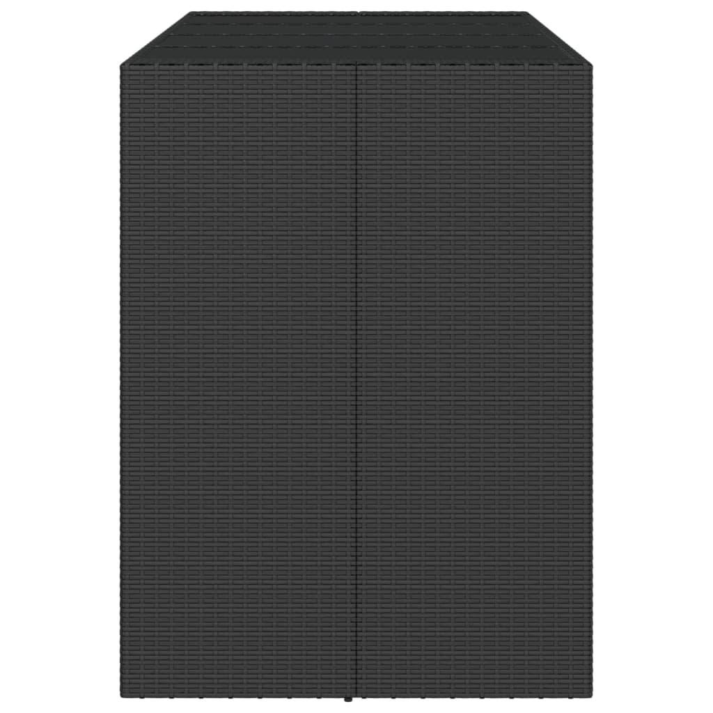 Mesa alta bar ratán PE y superficie vidrio negro 145x80x110 cm