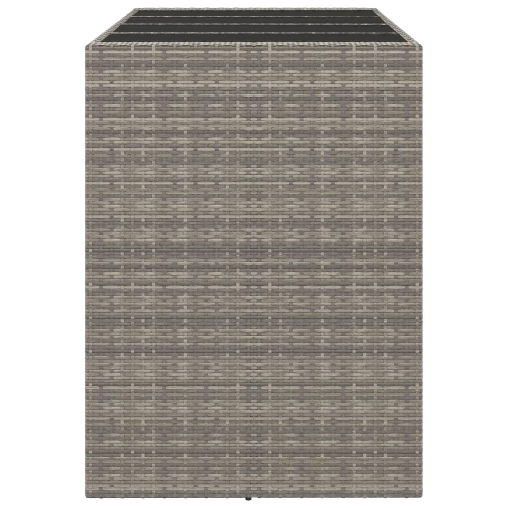 Mesa alta bar con superficie vidrio ratán PE gris 145x80x110 cm