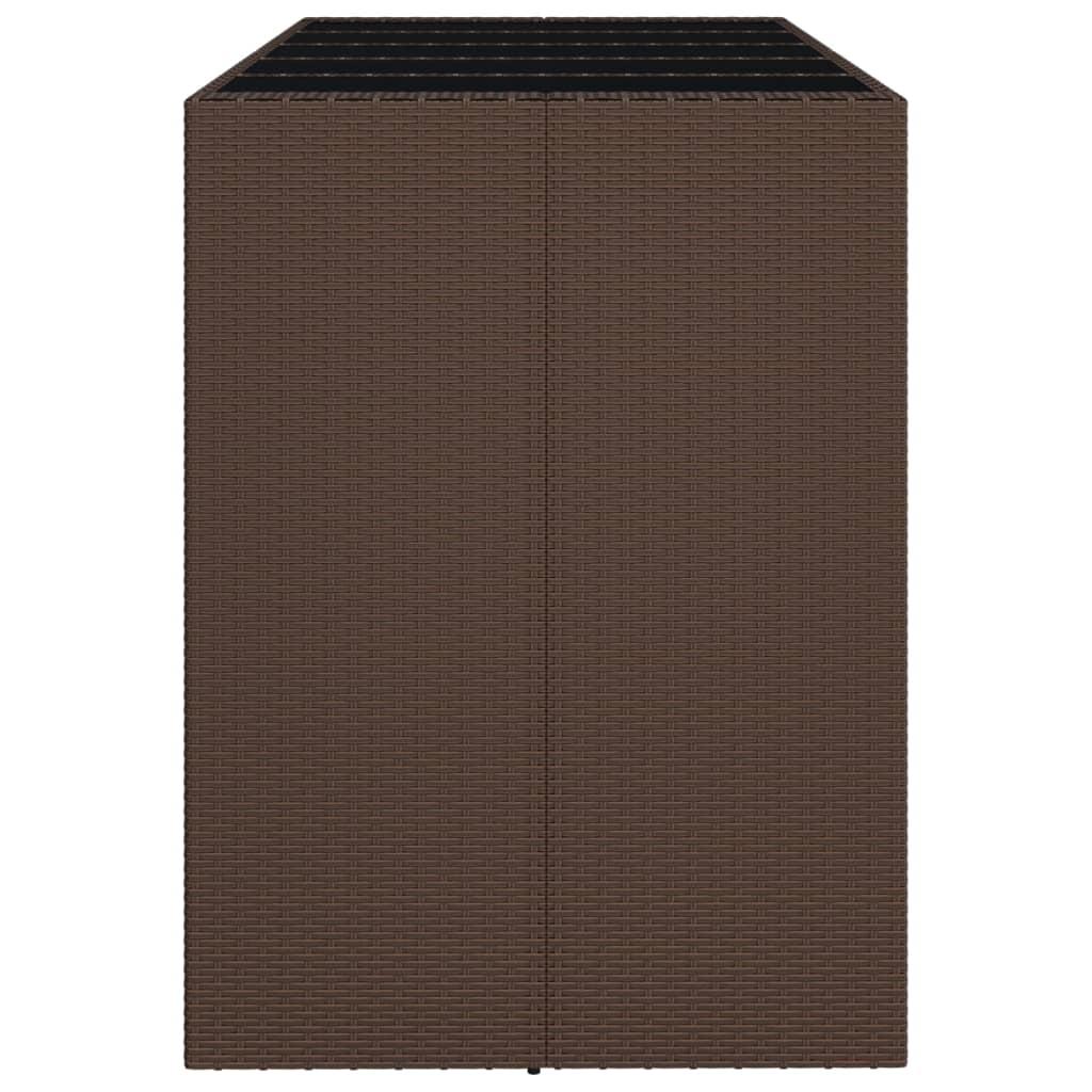 Mesa alta bar con superficie vidrio ratán PE gris 145x80x110 cm
