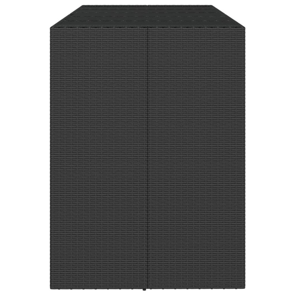 Mesa alta bar ratán PE y superficie vidrio negro 185x80x110 cm