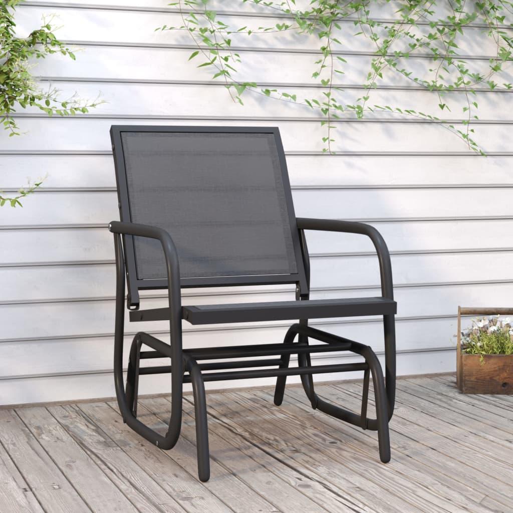 Silla mecedora jardín acero y textilene marrón 61x76x87 cm
