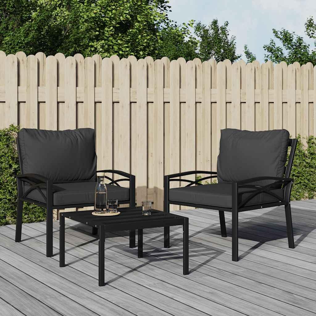 Silla de jardín acero con cojines gris 76x76x79 cm