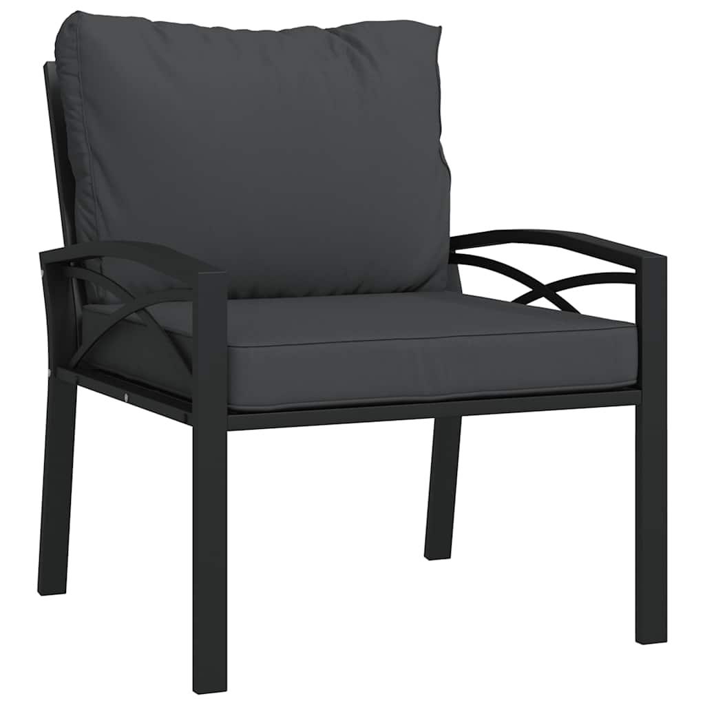 Silla de jardín acero con cojines gris 76x76x79 cm