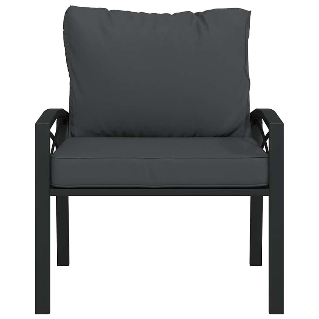 Silla de jardín acero con cojines gris 76x76x79 cm