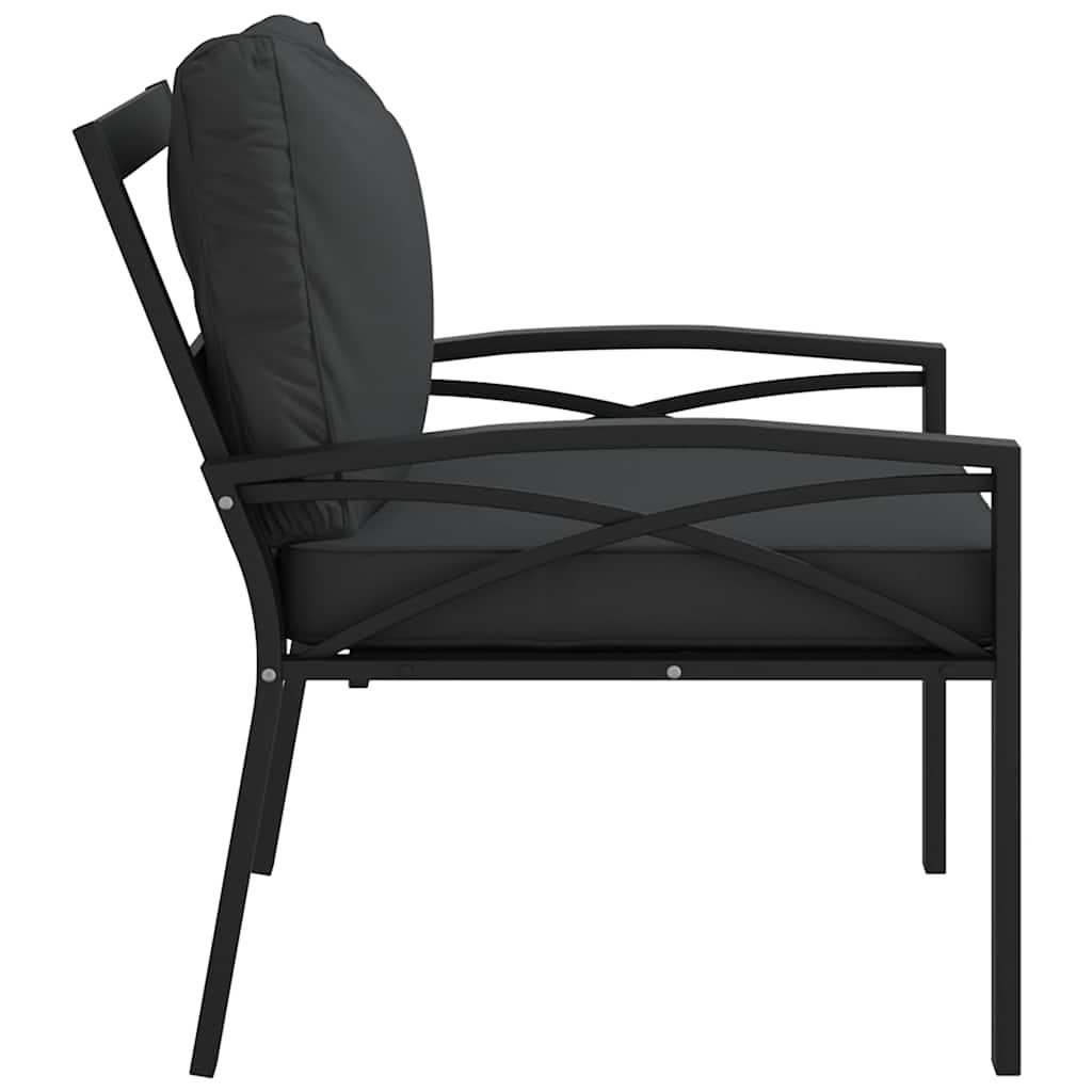 Silla de jardín acero con cojines gris 76x76x79 cm