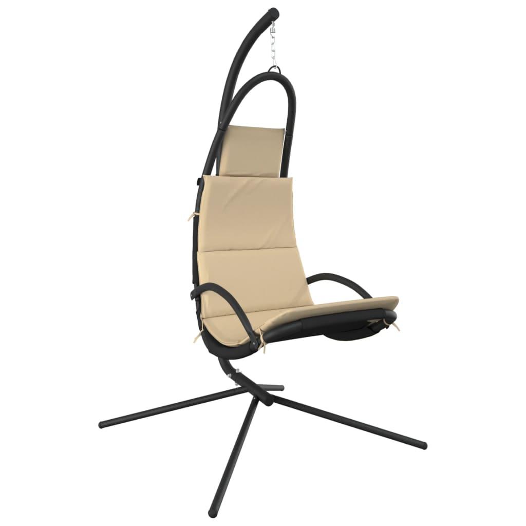 Silla colgante jardín con cojín acero y tela Oxford gris oscuro