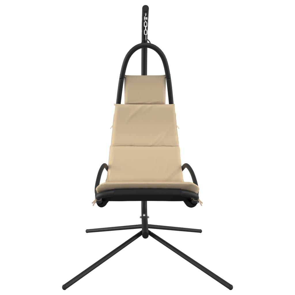 Silla colgante jardín con cojín acero y tela Oxford gris oscuro