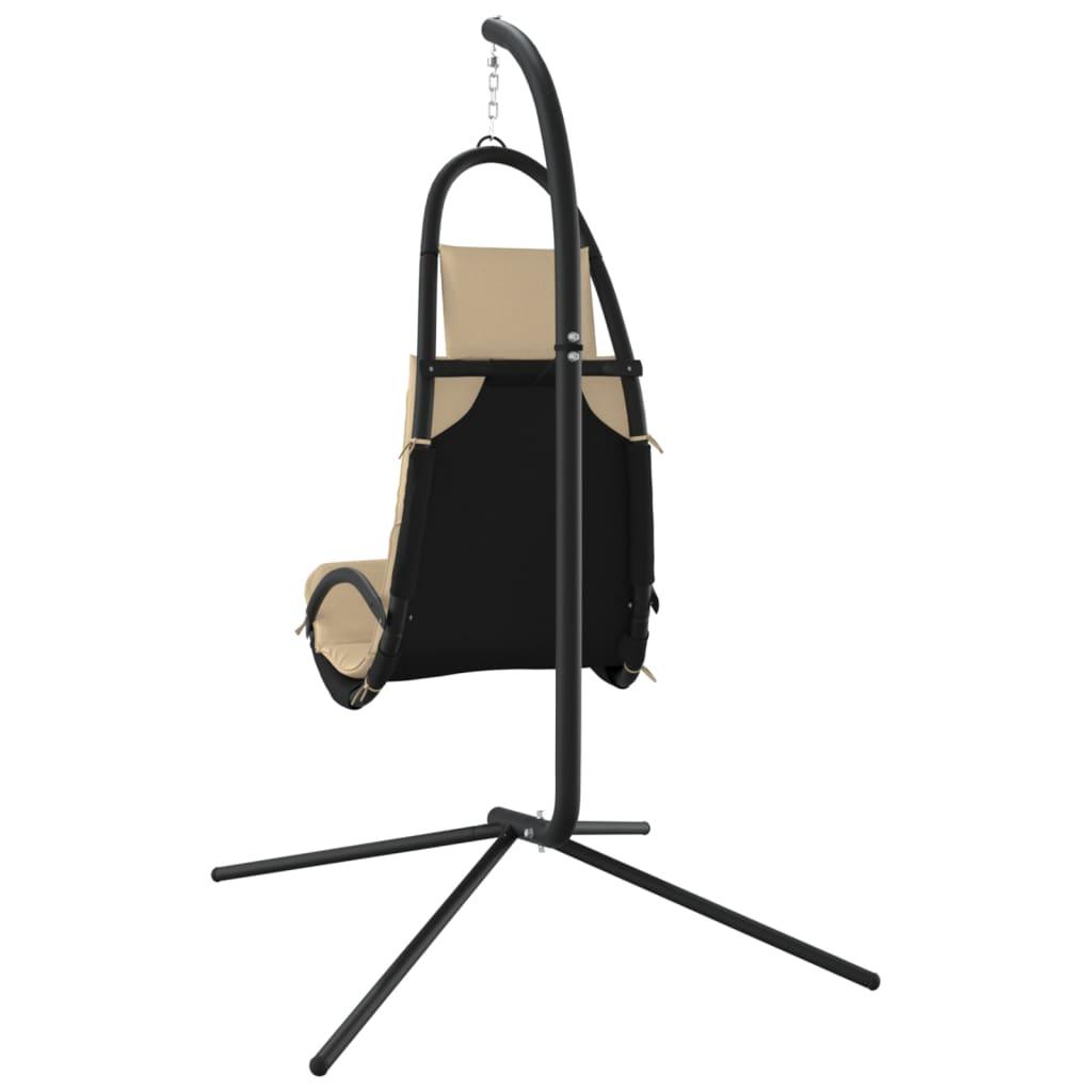 Silla colgante jardín con cojín acero y tela Oxford gris oscuro