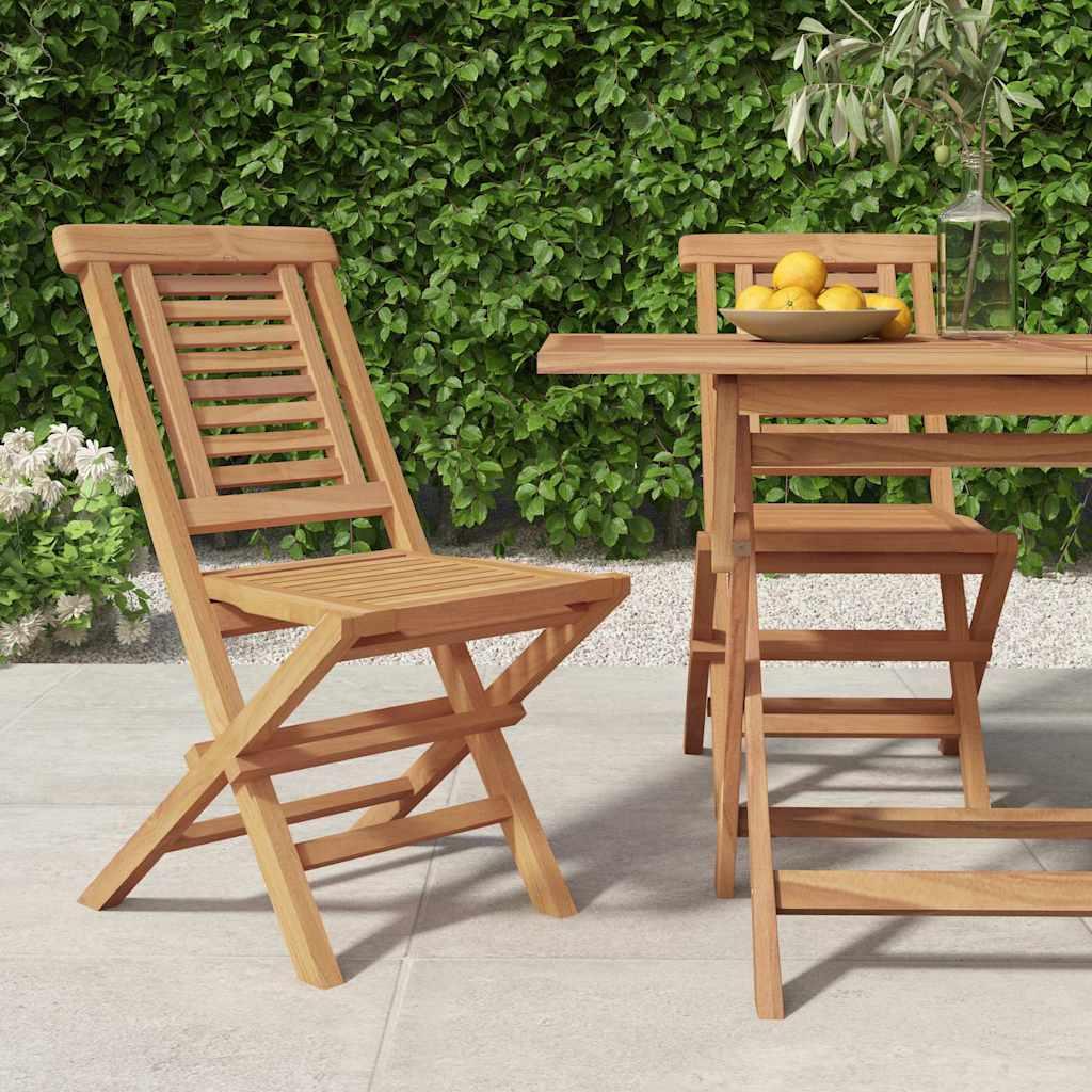 Sillas plegables (2 unidades) de madera maciza de teca