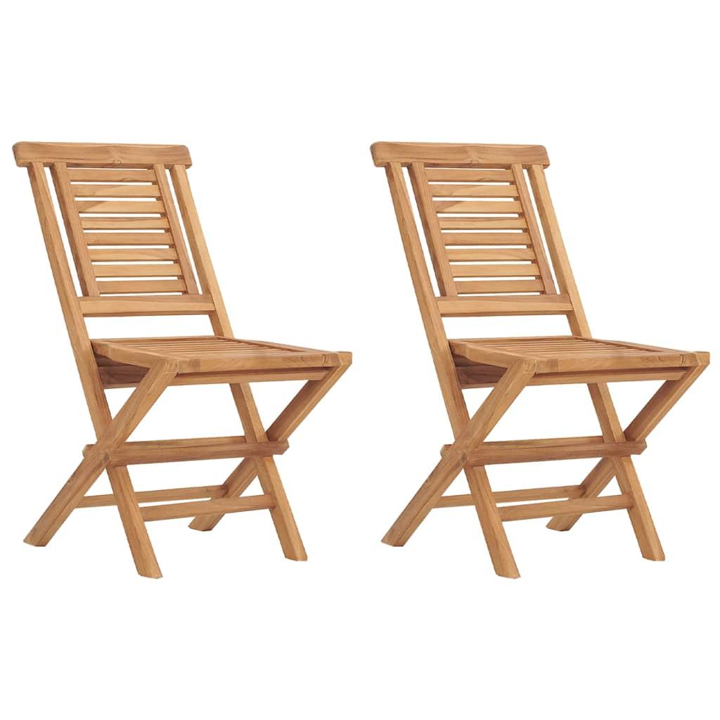 Sillas plegables (2 unidades) de madera maciza de teca