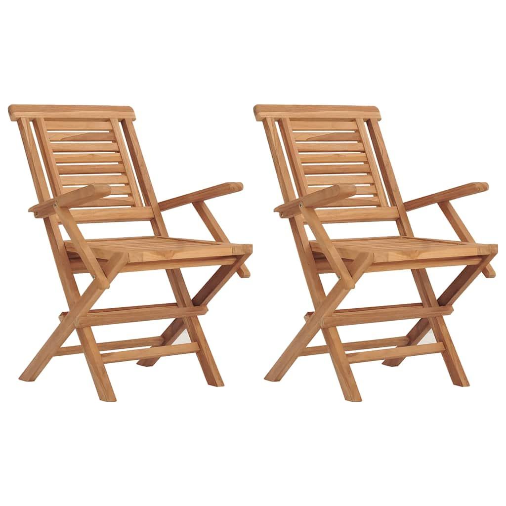 Sillas plegables (2 unidades), madera maciza de teca