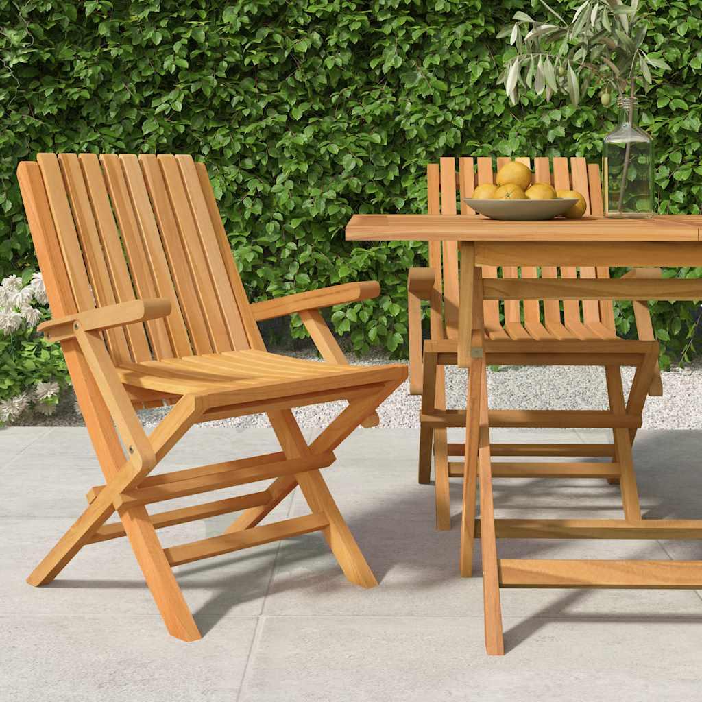 Sillas plegables (2 unidades), madera maciza de teca