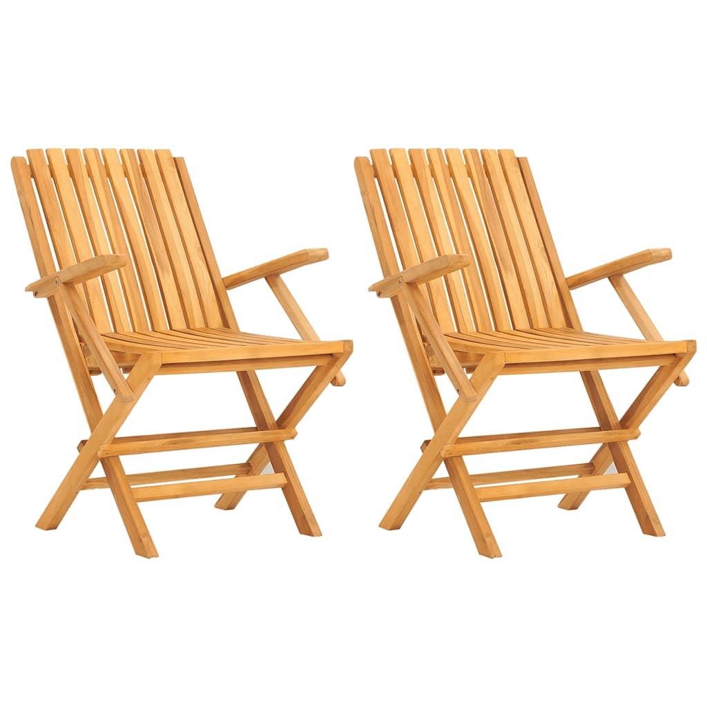 Sillas plegables (2 unidades), madera maciza de teca