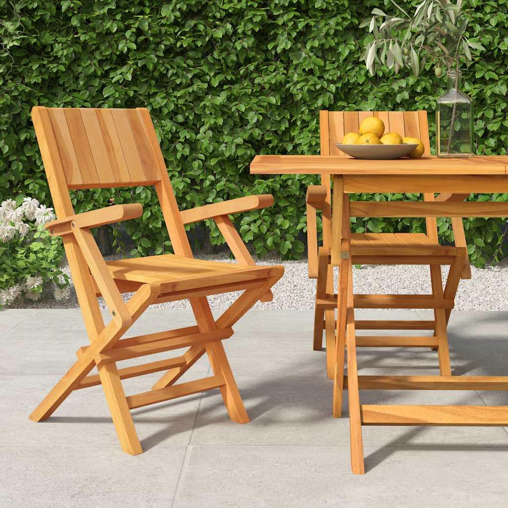 Sillas plegables (2 unidades), madera maciza de teca