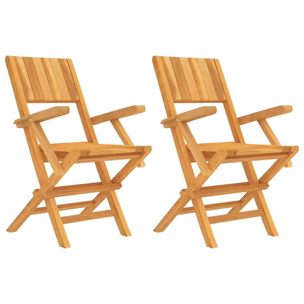 Sillas plegables (2 unidades), madera maciza de teca