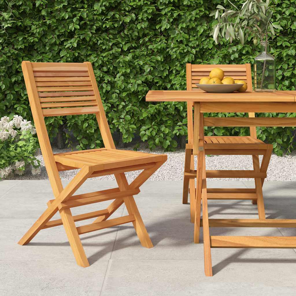 Sillas plegables (2 unidades), madera maciza de teca