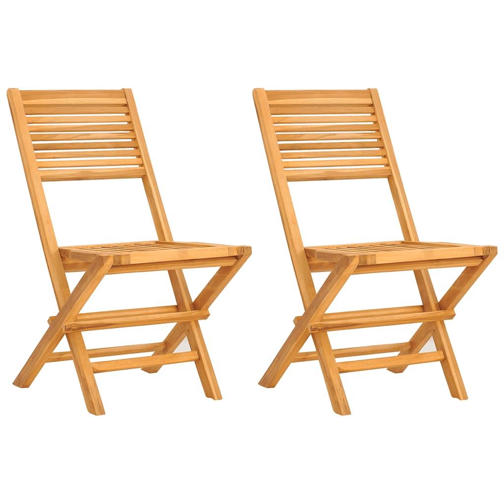 Sillas plegables (2 unidades), madera maciza de teca