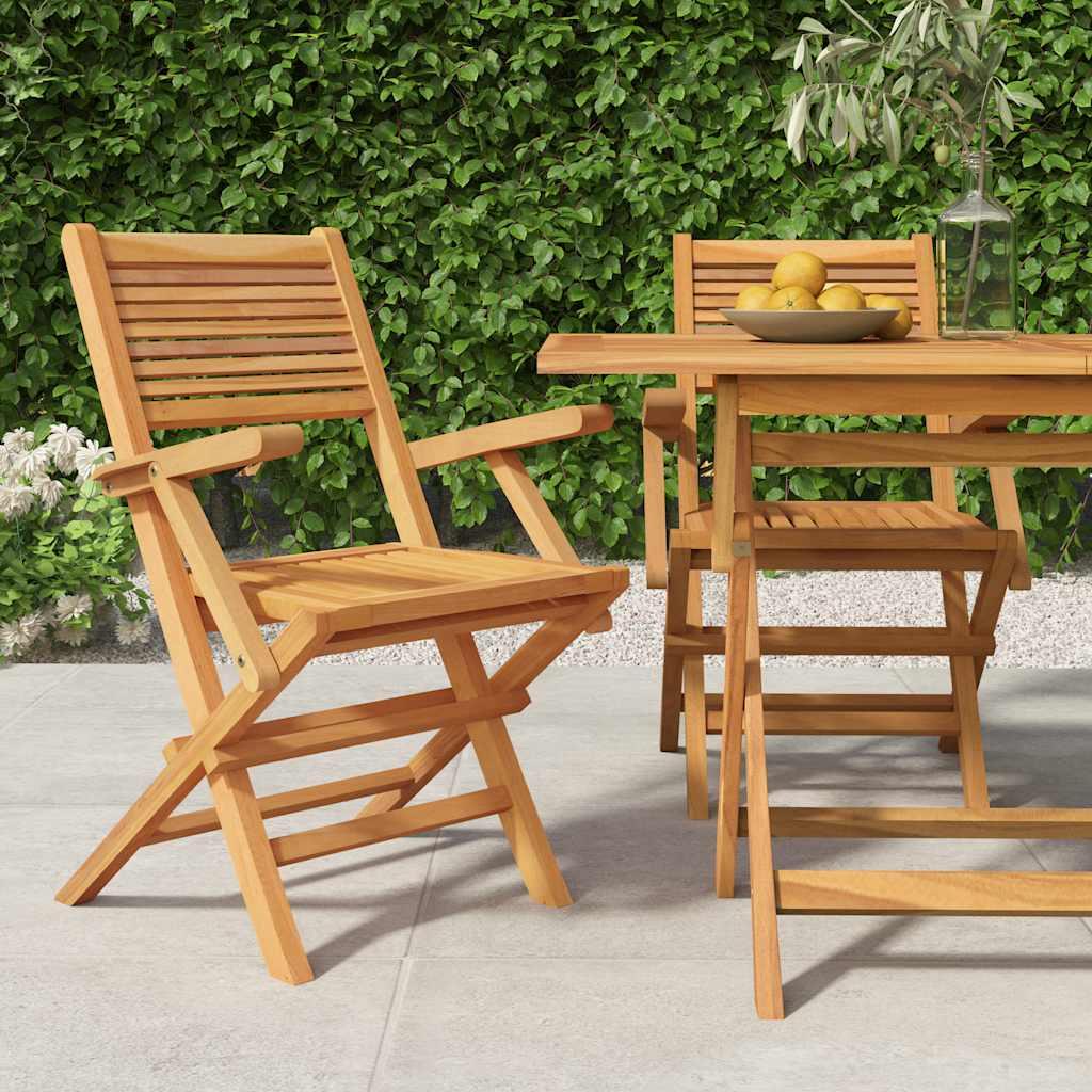 Sillas plegables (2 unidades) de madera maciza de teca