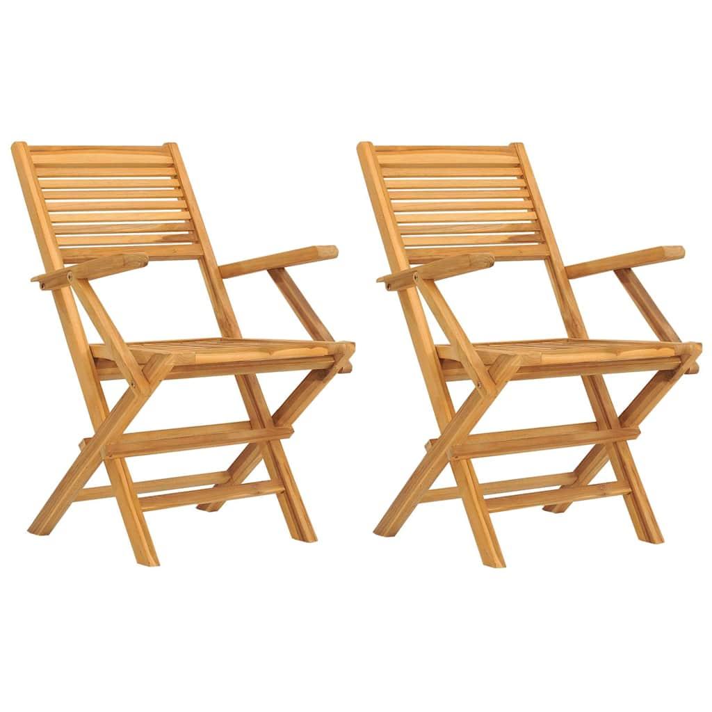Sillas plegables (2 unidades) de madera maciza de teca