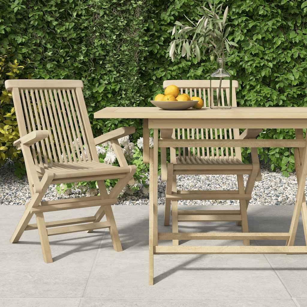 Sillas plegables (2 unidades), madera maciza de teca