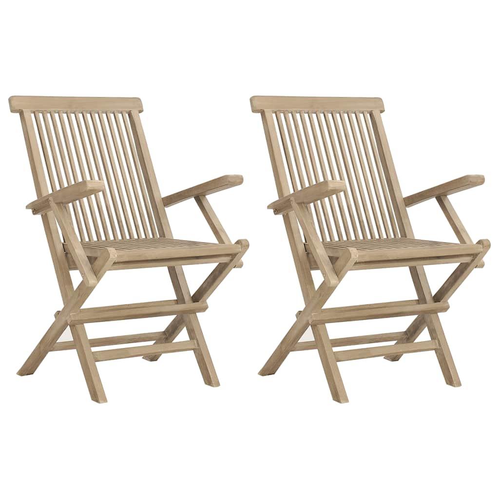 Sillas plegables (2 unidades), madera maciza de teca