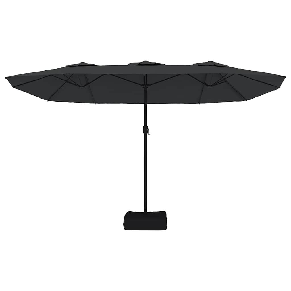 Sombrilla de jardín doble negro 449x265 cm