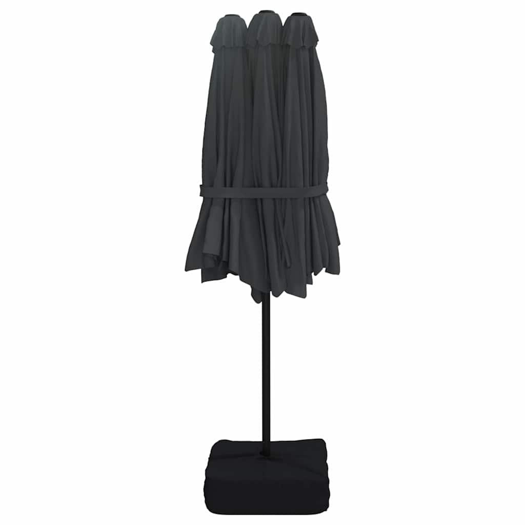 Sombrilla de jardín doble negro 449x265 cm