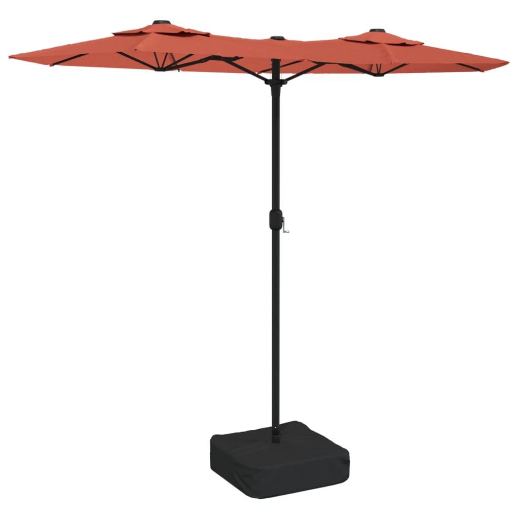 Sombrilla doble de jardín terracota 316x145 cm